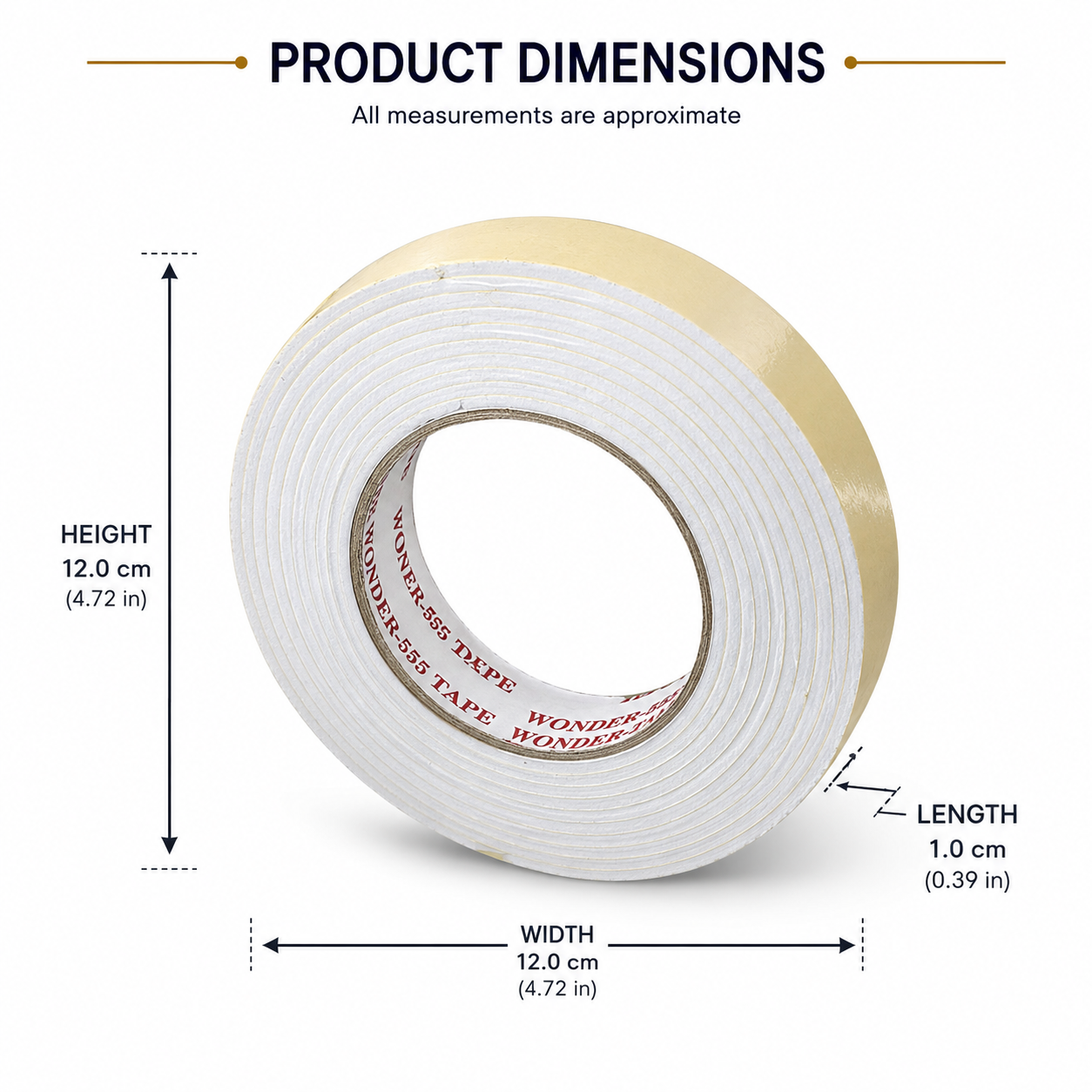 Double Sided Foam Adhesive Tape Roll – Strong Self Adhesive Mounting Tape for Party Decoration