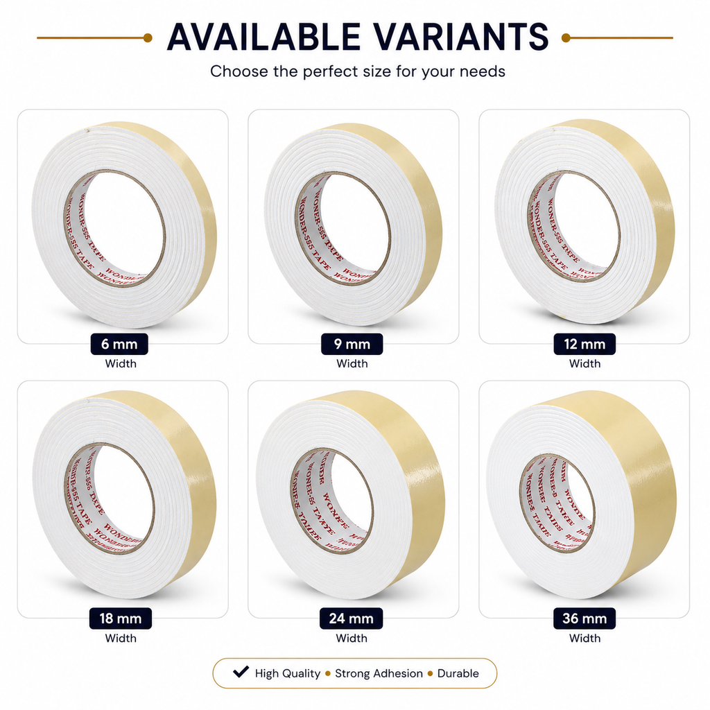 Double Sided Foam Adhesive Tape Roll – Strong Self Adhesive Mounting Tape for Party Decoration