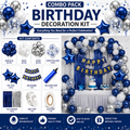 Blue White Silver Birthday Decoration Combo Pack