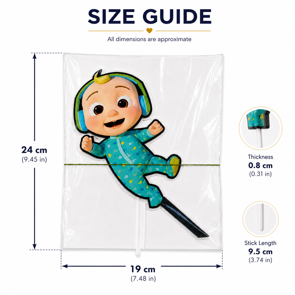 Cute Baby Boy Cartoon Cake Topper – Blue Theme Birthday & Baby Shower Decoration