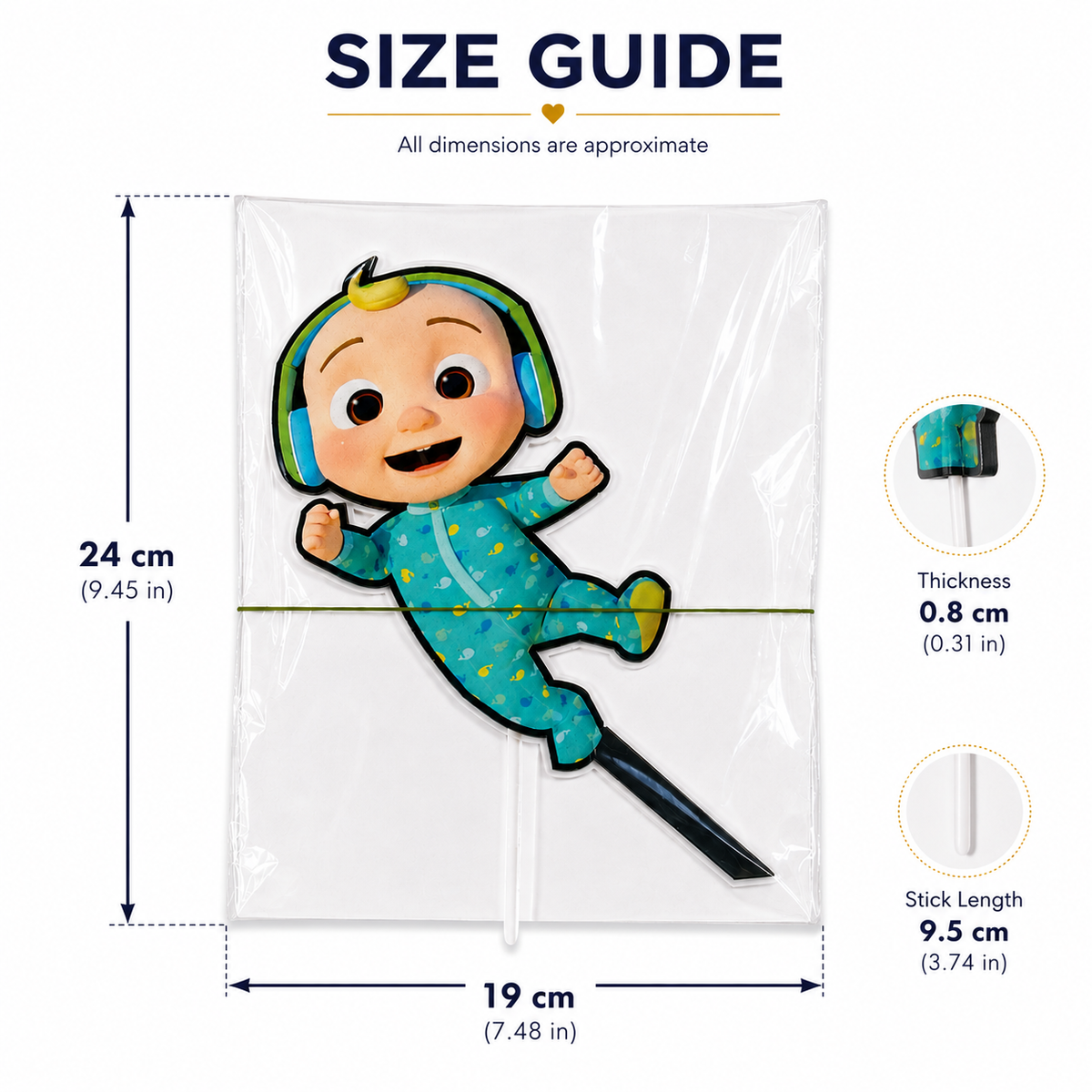 Cute Baby Boy Cartoon Cake Topper – Blue Theme Birthday & Baby Shower Decoration