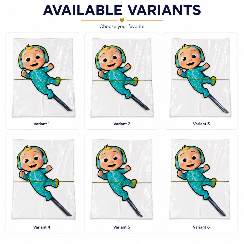 Cute Baby Boy Cartoon Cake Topper – Blue Theme Birthday & Baby Shower Decoration