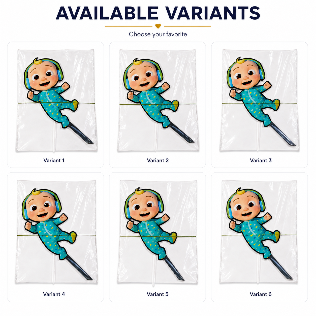 Cute Baby Boy Cartoon Cake Topper – Blue Theme Birthday & Baby Shower Decoration