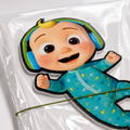 Cute Baby Boy Cartoon Cake Topper – Blue Theme Birthday & Baby Shower Decoration