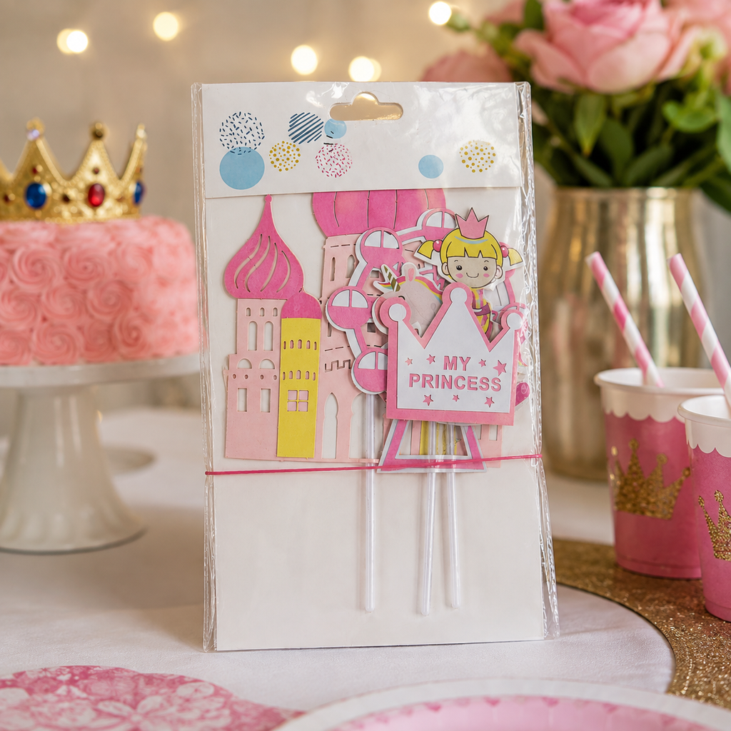 Princess Theme Cake Topper Set – Pink Castle & My Princess Birthday Decoration