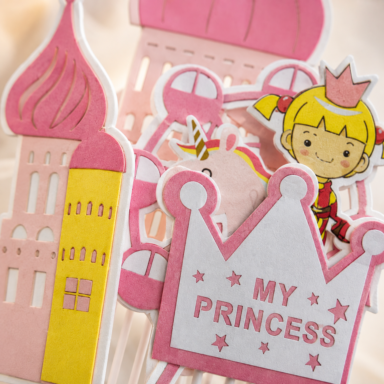 Princess Theme Cake Topper Set – Pink Castle & My Princess Birthday Decoration