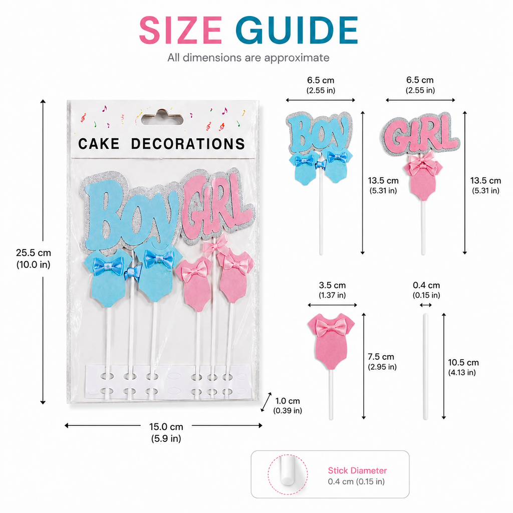 Baby Shower Cake Topper – Boy & Girl Theme Birthday Cake Decoration