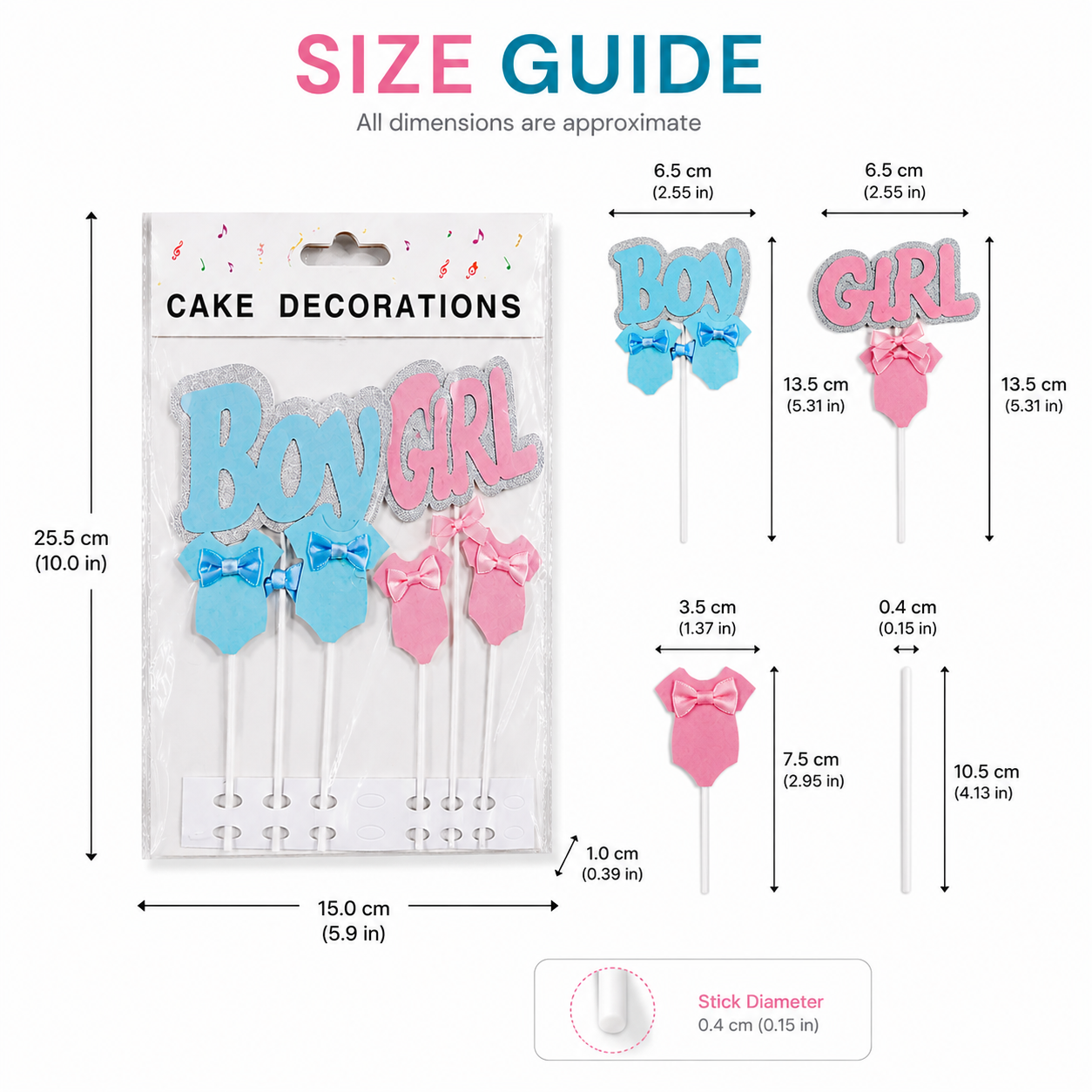 Baby Shower Cake Topper – Boy & Girl Theme Birthday Cake Decoration