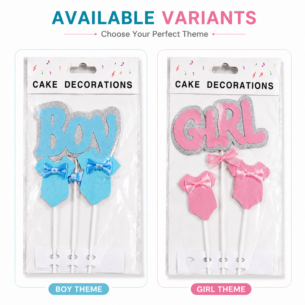 Baby Shower Cake Topper – Boy & Girl Theme Birthday Cake Decoration