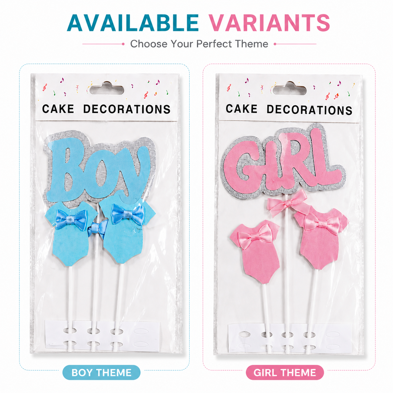 Baby Shower Cake Topper – Boy & Girl Theme Birthday Cake Decoration