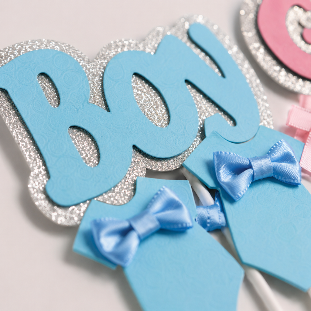 Baby Shower Cake Topper – Boy & Girl Theme Birthday Cake Decoration