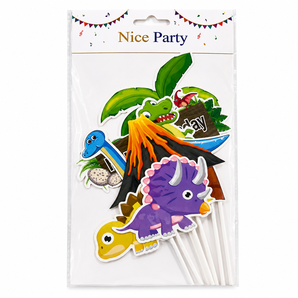 Dinosaur Cake Topper Set – Jurassic Theme Birthday Cake Decoration