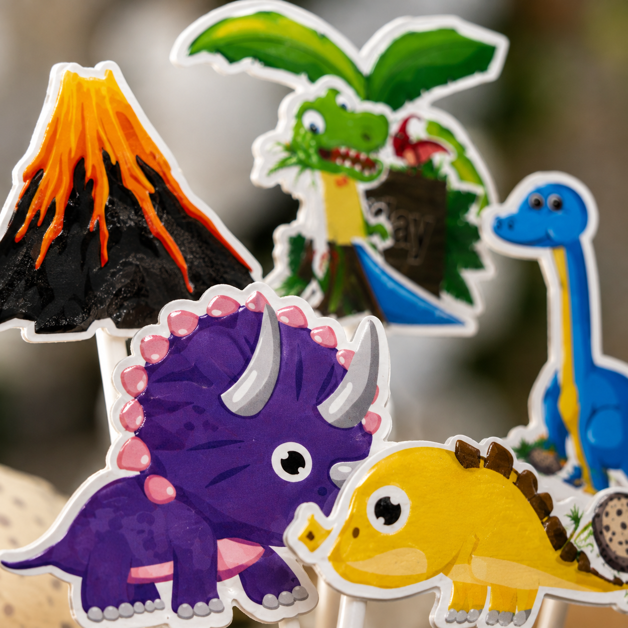 Dinosaur Cake Topper Set – Jurassic Theme Birthday Cake Decoration