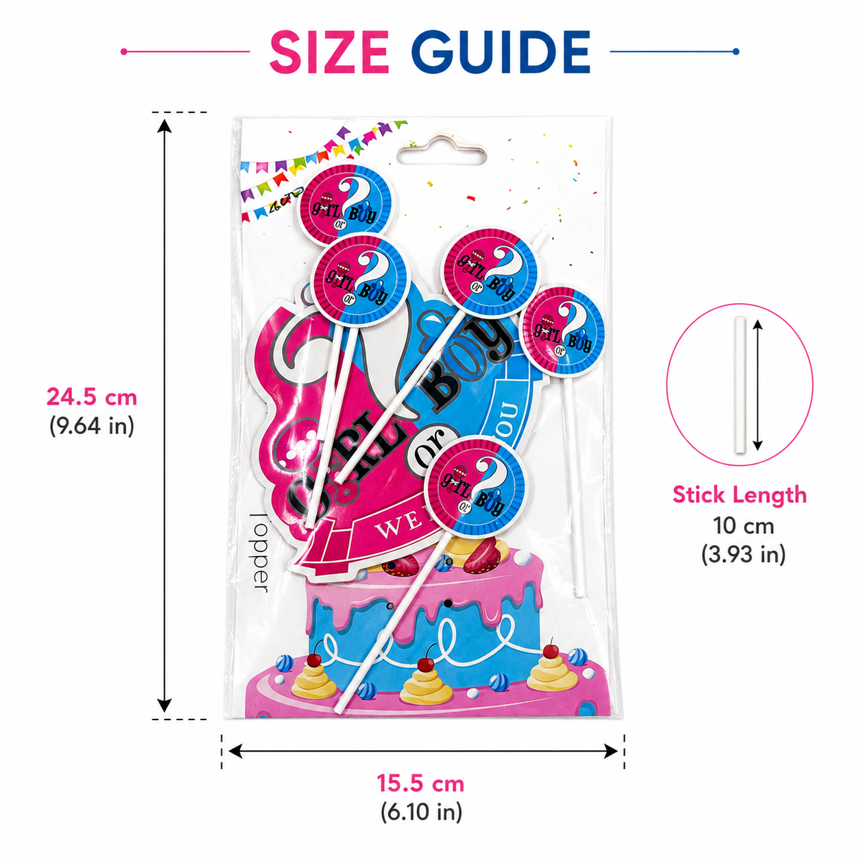 Girl or Boy Gender Reveal Cake Topper Set – Baby Shower Cake Decoration