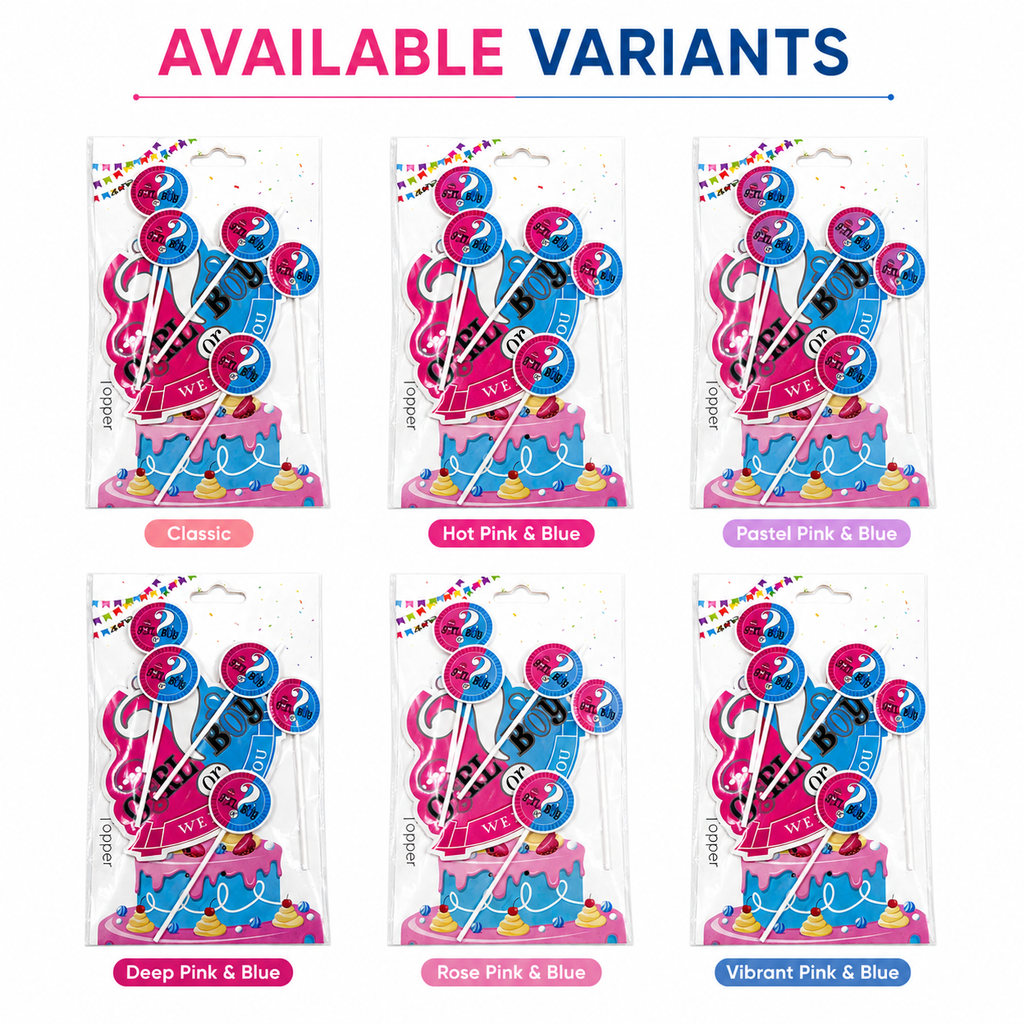 Girl or Boy Gender Reveal Cake Topper Set – Baby Shower Cake Decoration