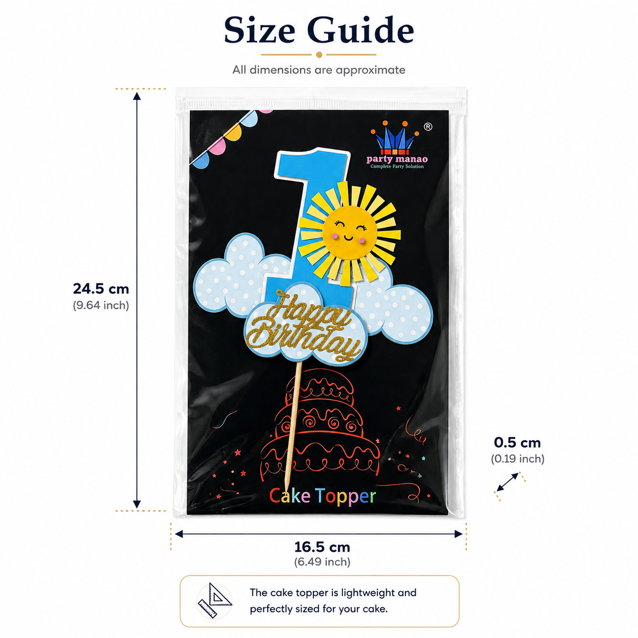 Number 1 Happy Birthday Cake Topper – Blue Theme Cake Decoration