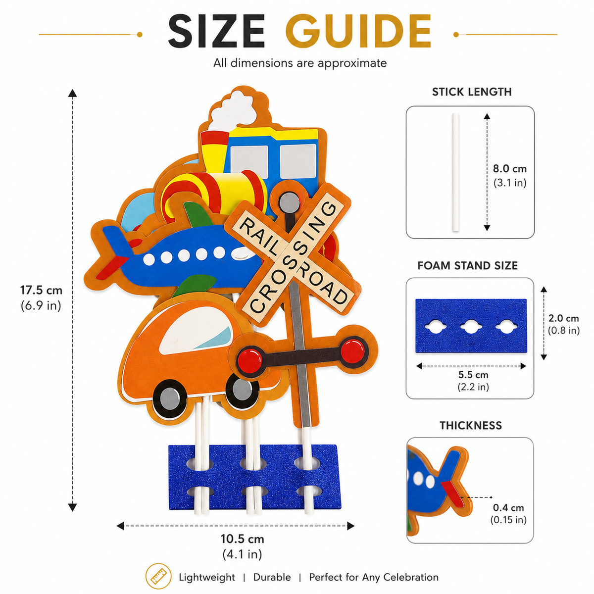 Transportation Theme Cake Topper Set – Car, Train & Airplane Birthday Decoration