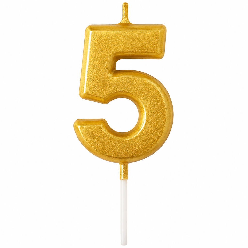 Gold Number Birthday Candle – Number 0-9 | Premium Cake Topper
