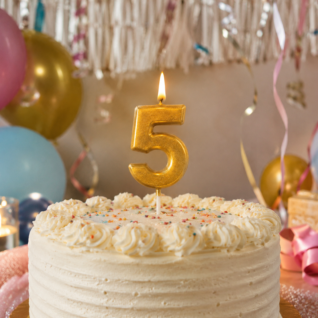 Gold Number Birthday Candle – Number 0-9 | Premium Cake Topper