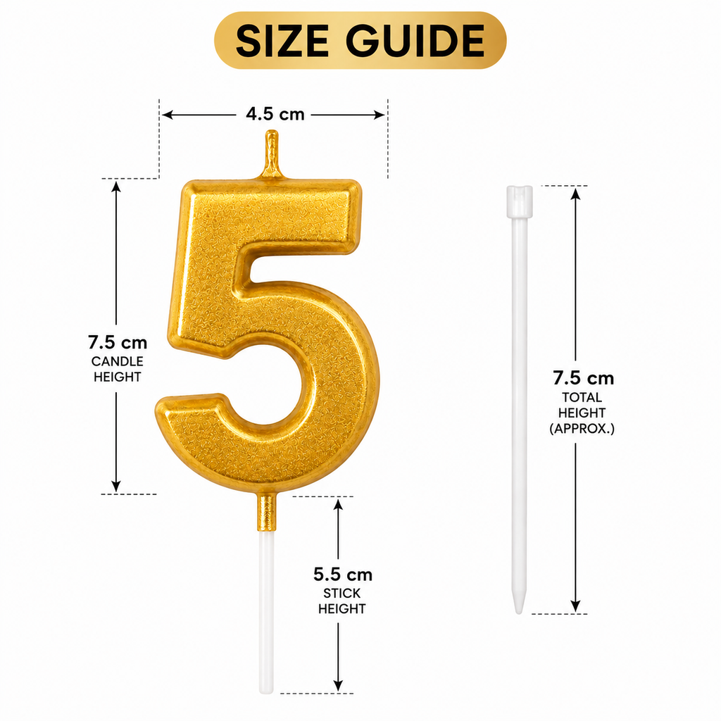 Gold Number Birthday Candle – Number 0-9 | Premium Cake Topper
