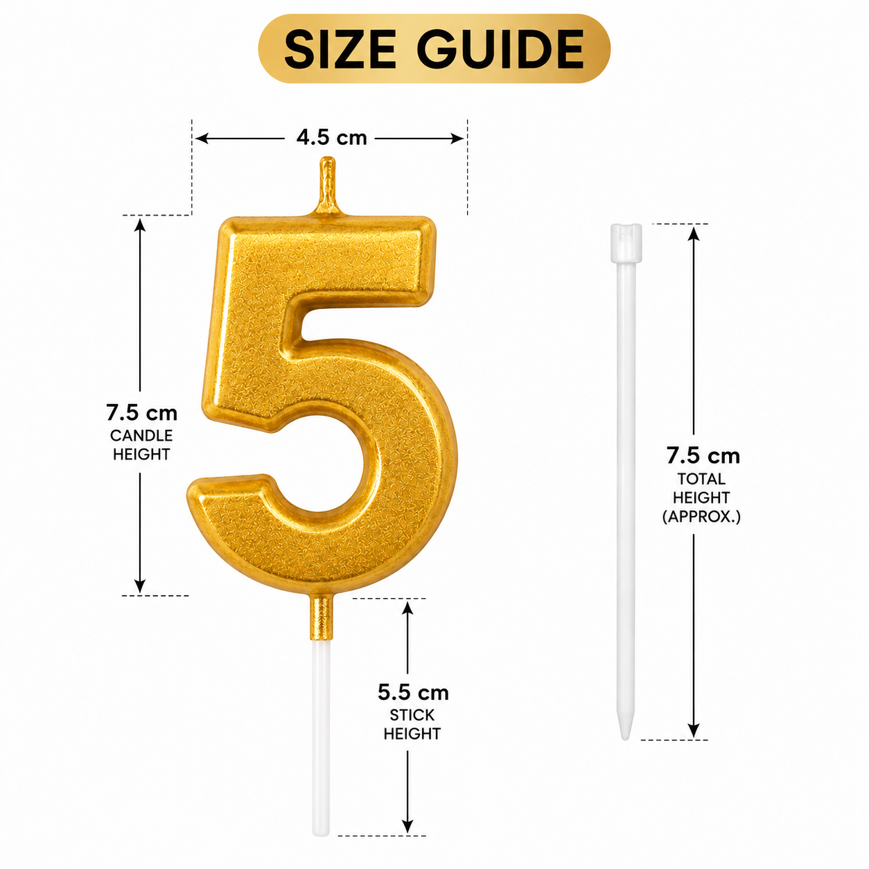Gold Number Birthday Candle – Number 0-9 | Premium Cake Topper