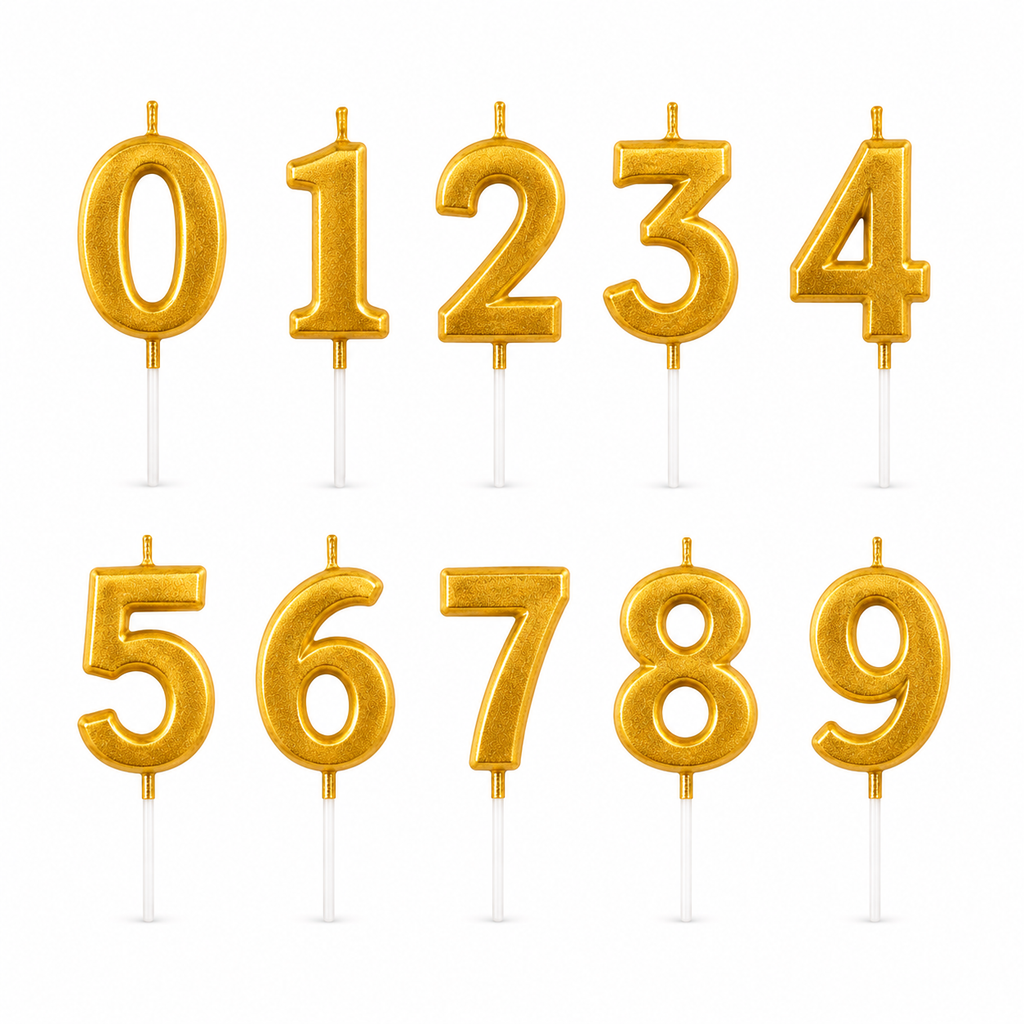 Gold Number Birthday Candle – Number 0-9 | Premium Cake Topper