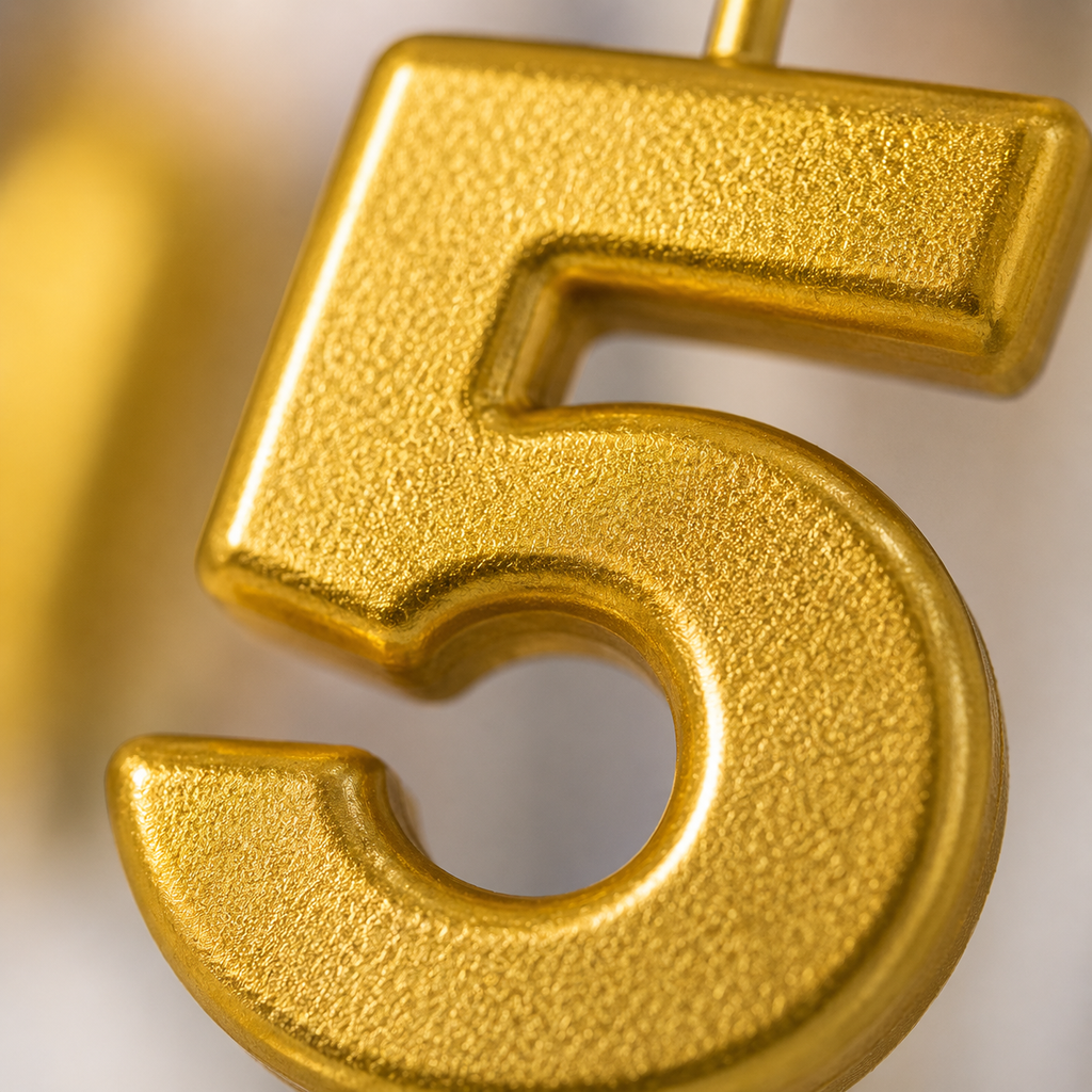 Gold Number Birthday Candle – Number 0-9 | Premium Cake Topper