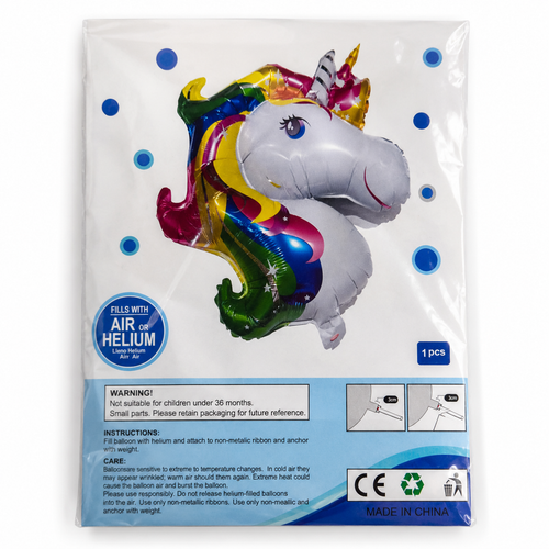 Premium Unicorn Head Foil Balloon White Background