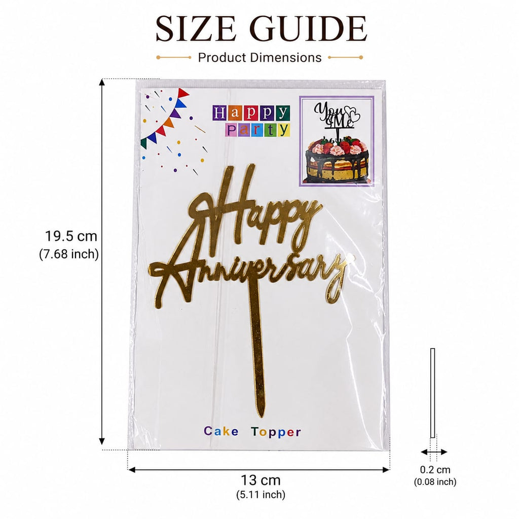 Happy Anniversary Gold Cake Topper – Anniversary Cake Decoration
