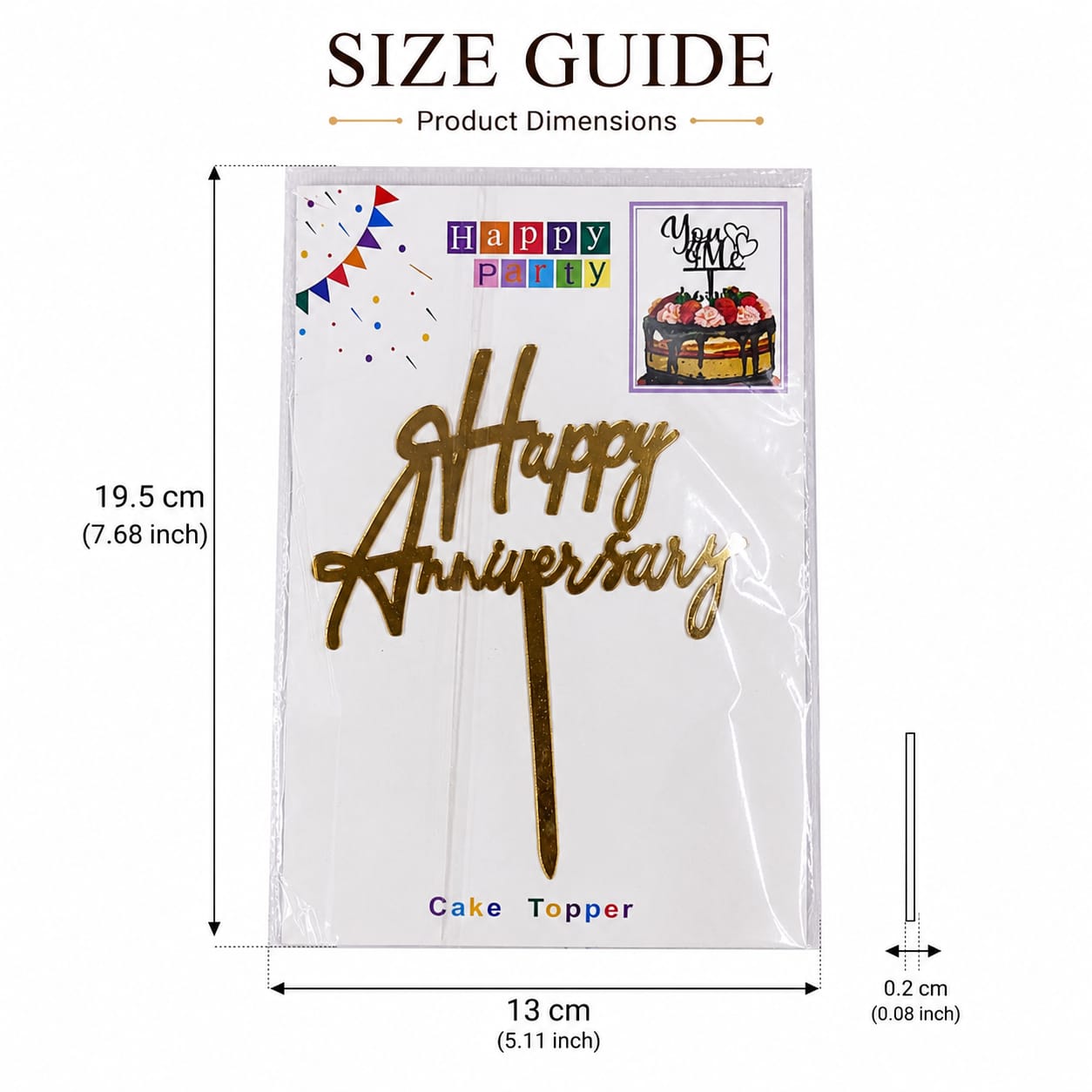 Happy Anniversary Gold Cake Topper – Anniversary Cake Decoration