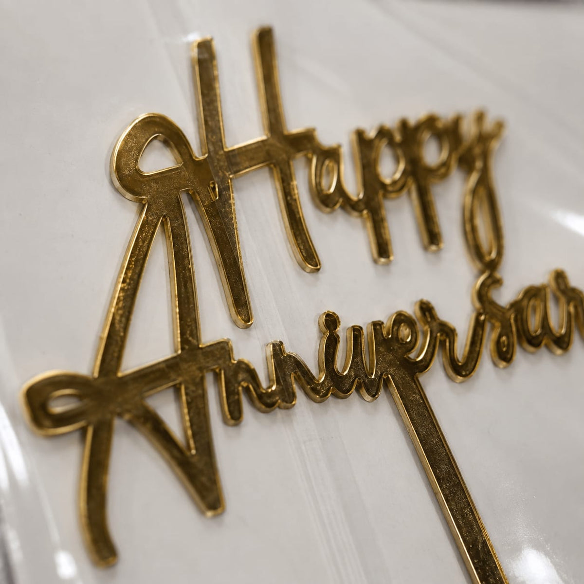 Happy Anniversary Gold Cake Topper – Anniversary Cake Decoration
