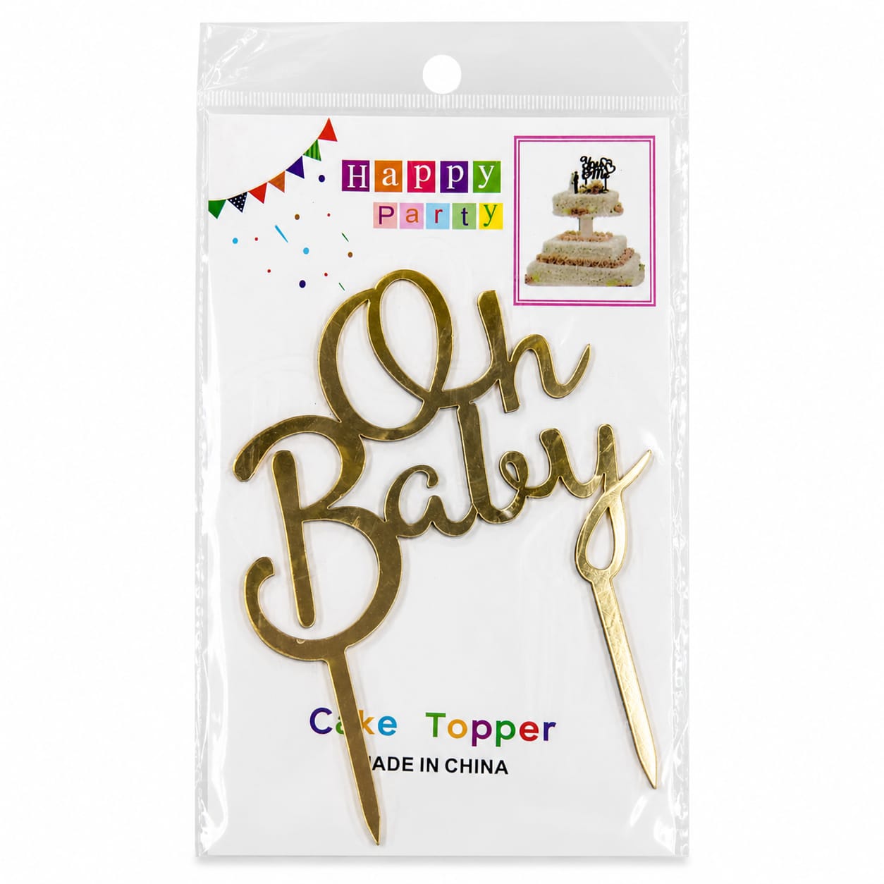 Oh Baby Gold Cake Topper | Baby Shower & Celebration Cake Decoration