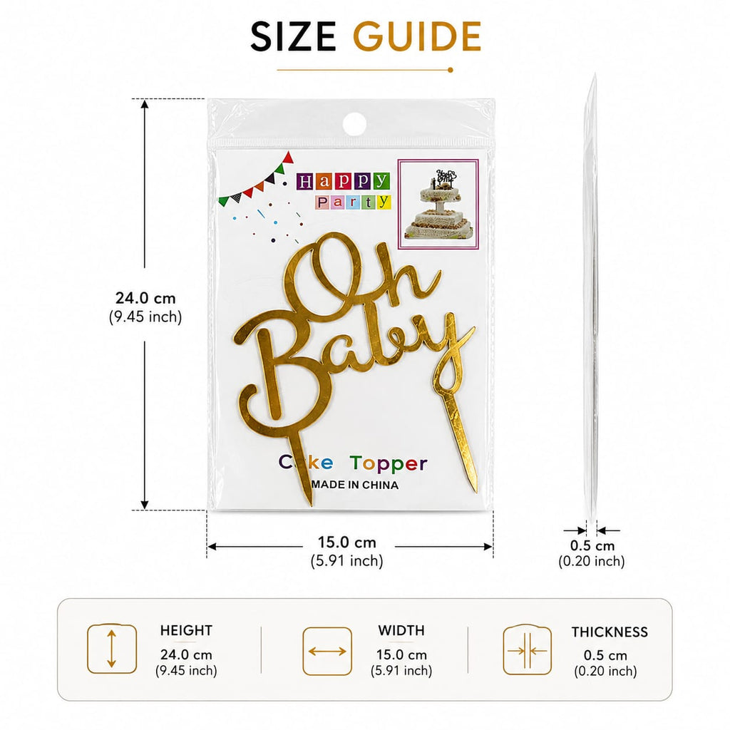 Oh Baby Gold Cake Topper | Baby Shower & Celebration Cake Decoration