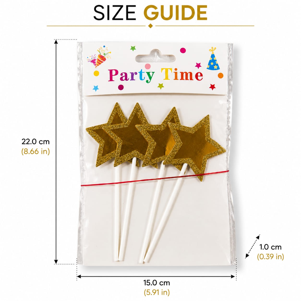 Gold Star Cake Topper Set – Glitter Star Birthday Cake Decoration