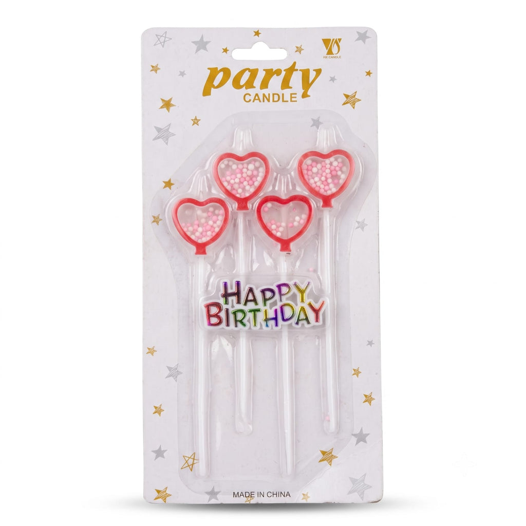 Happy Birthday Heart Shape Cake Candles Set | Birthday Cake Decoration