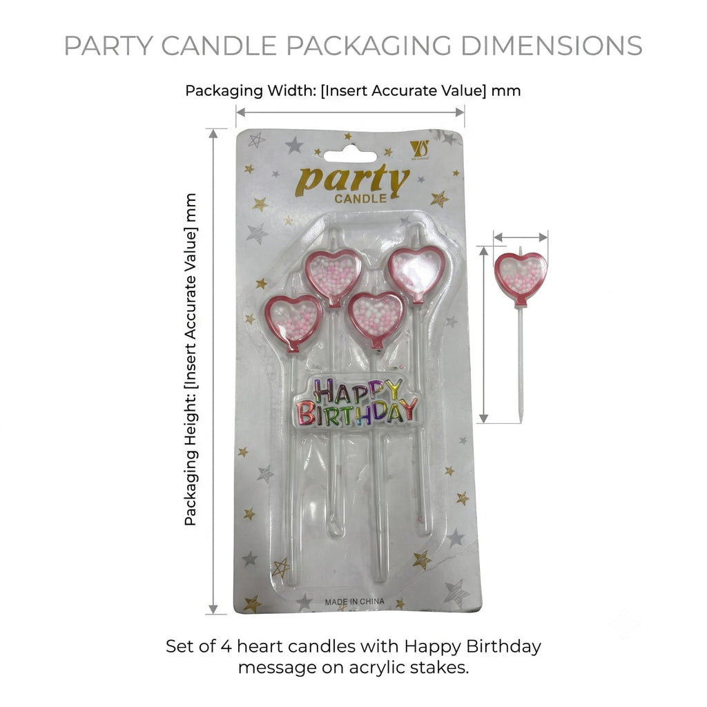Happy Birthday Heart Shape Cake Candles Set | Birthday Cake Decoration