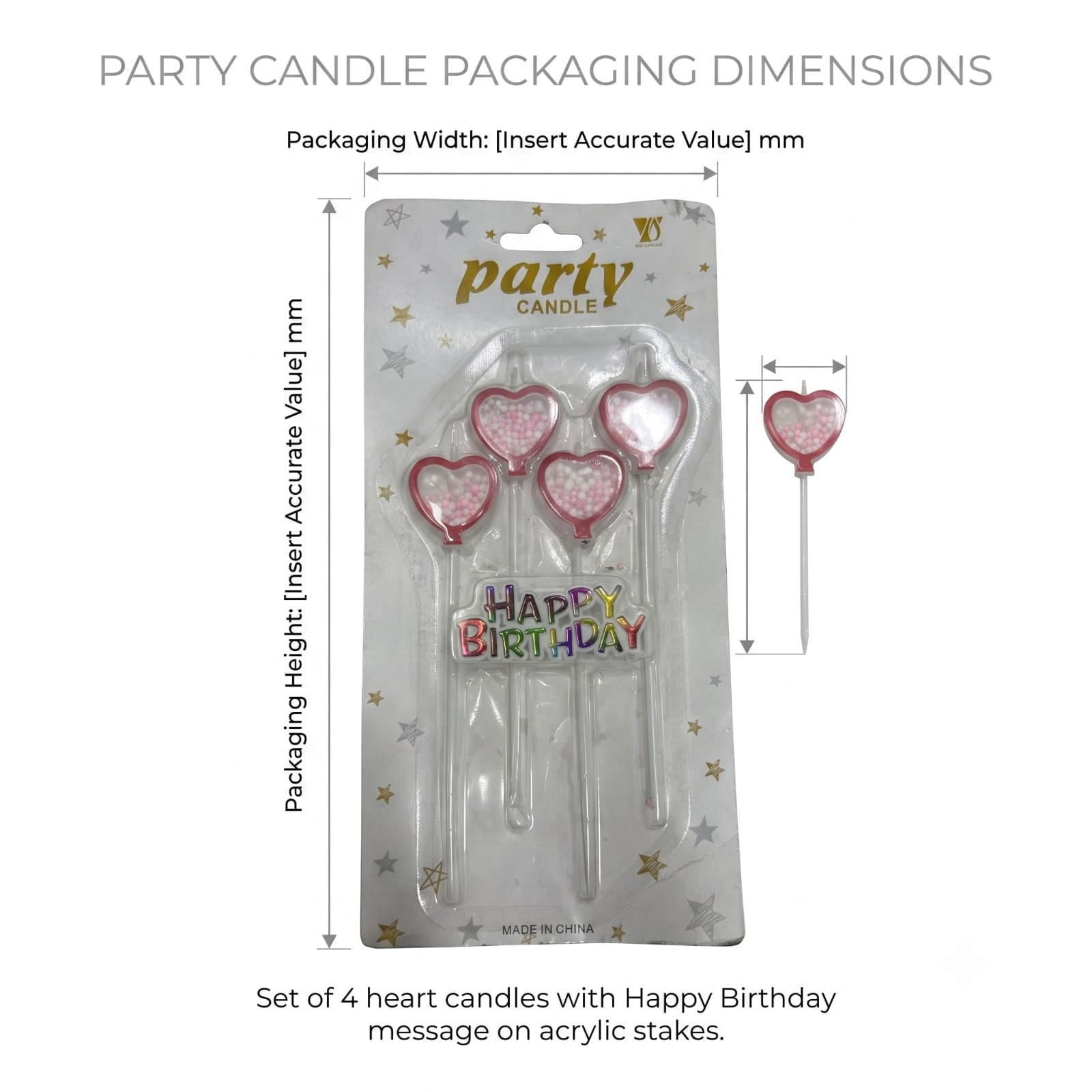 Happy Birthday Heart Shape Cake Candles Set | Birthday Cake Decoration