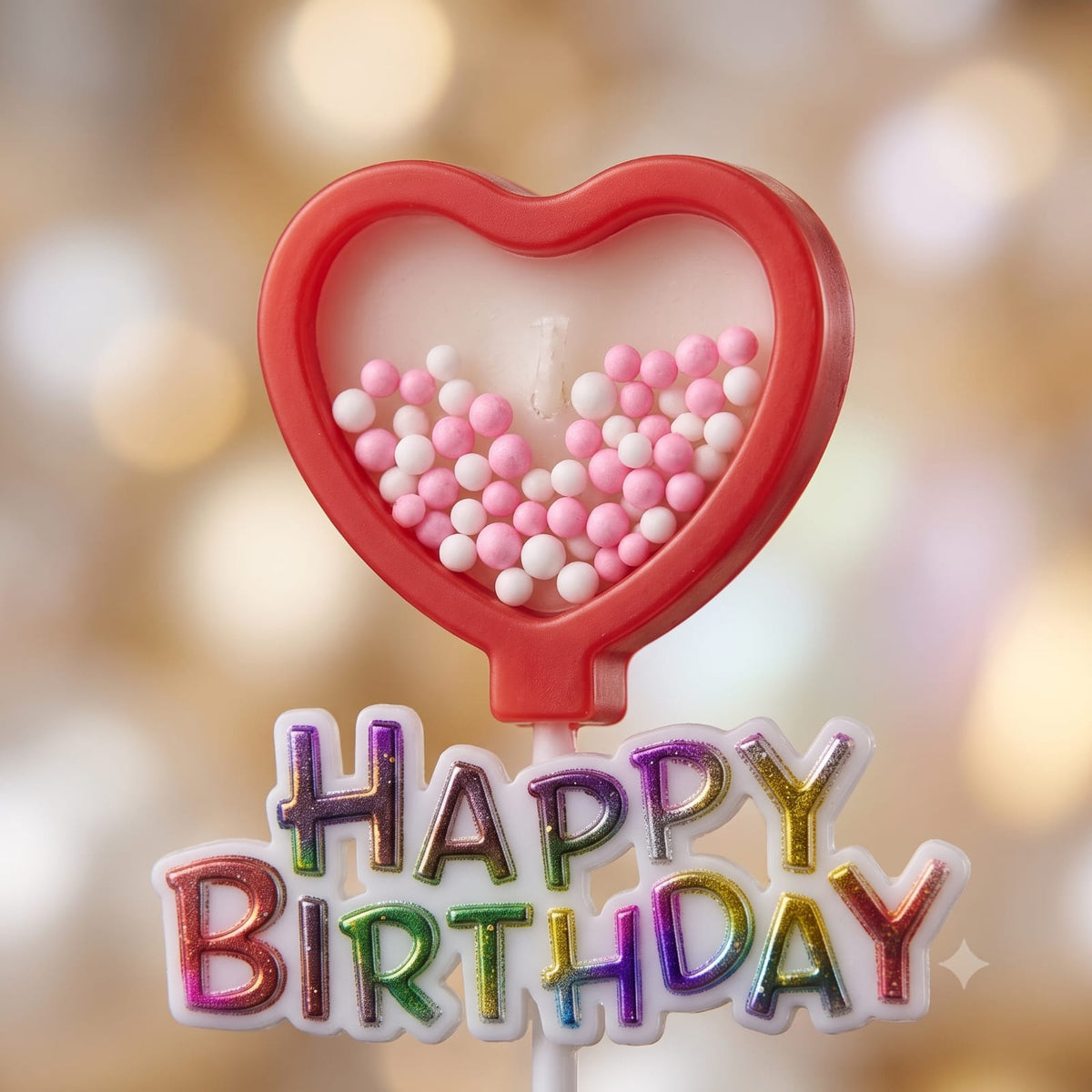 Happy Birthday Heart Shape Cake Candles Set | Birthday Cake Decoration