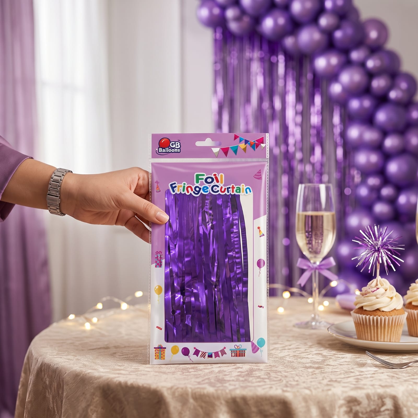 Purple Foil Fringe Curtain | Metallic Party Backdrop for Birthday & Events