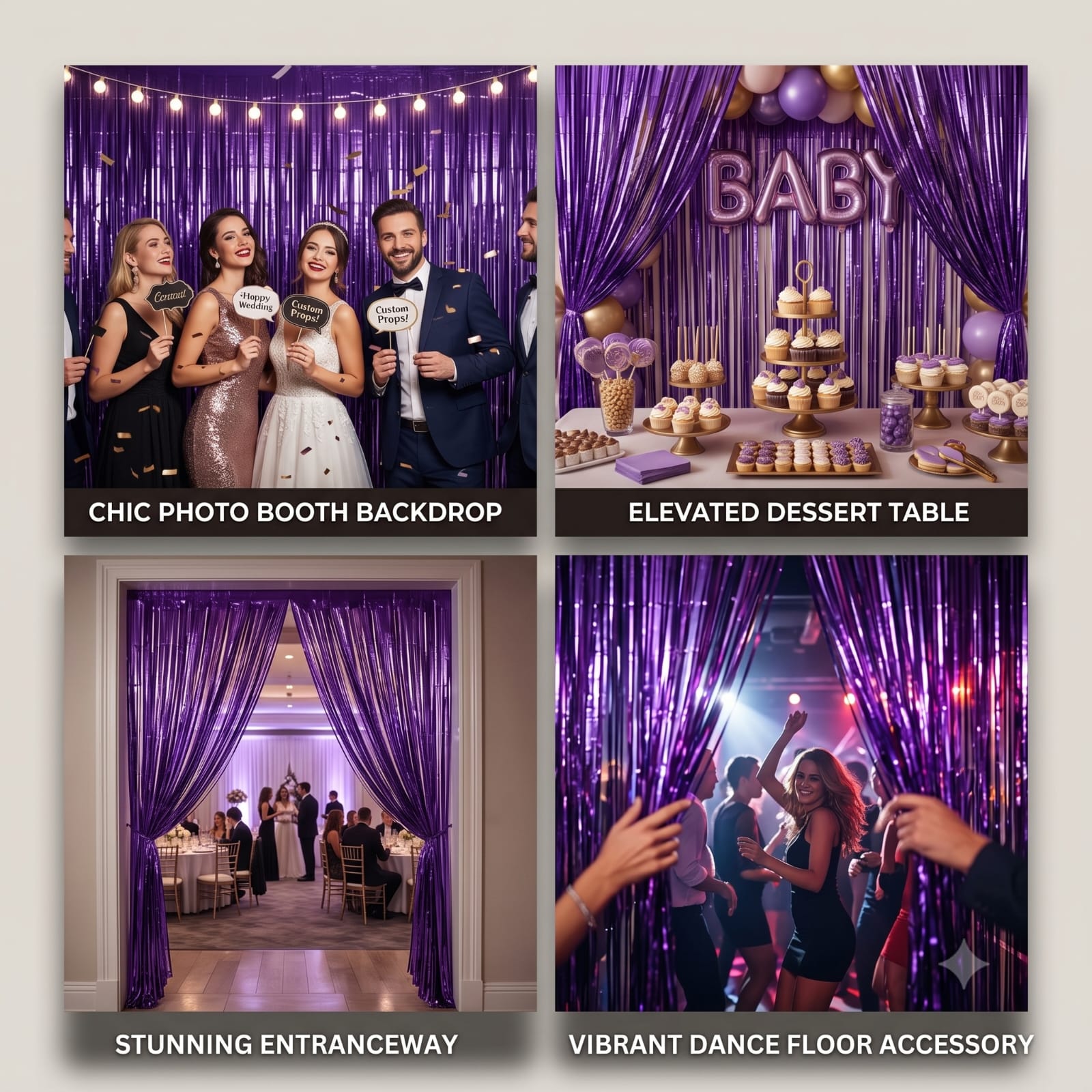 Purple Foil Fringe Curtain | Metallic Party Backdrop for Birthday & Events