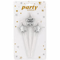 Silver Star Happy Birthday Cake Candles – 3 Pc Set | Birthday Cake Decoration
