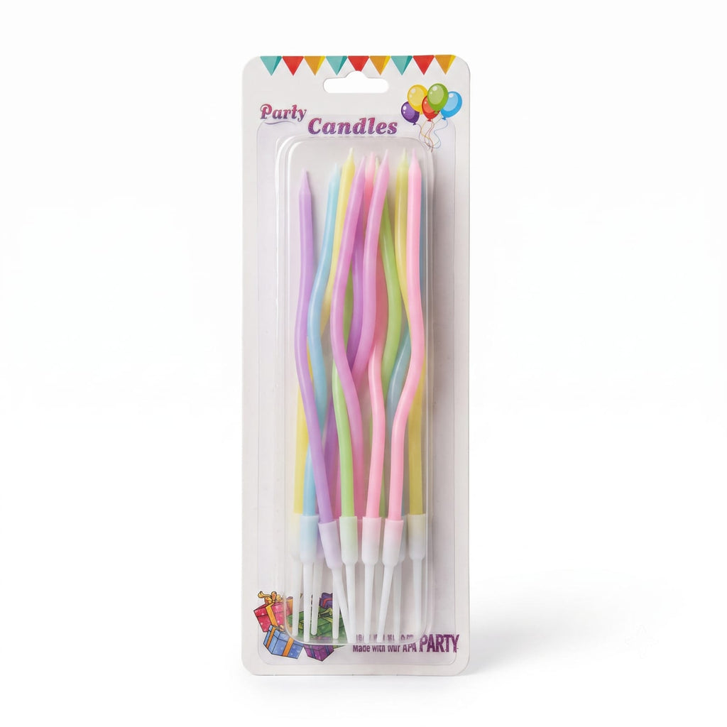 Pastel Spiral Birthday Candles – Multicolor Party Cake Candles