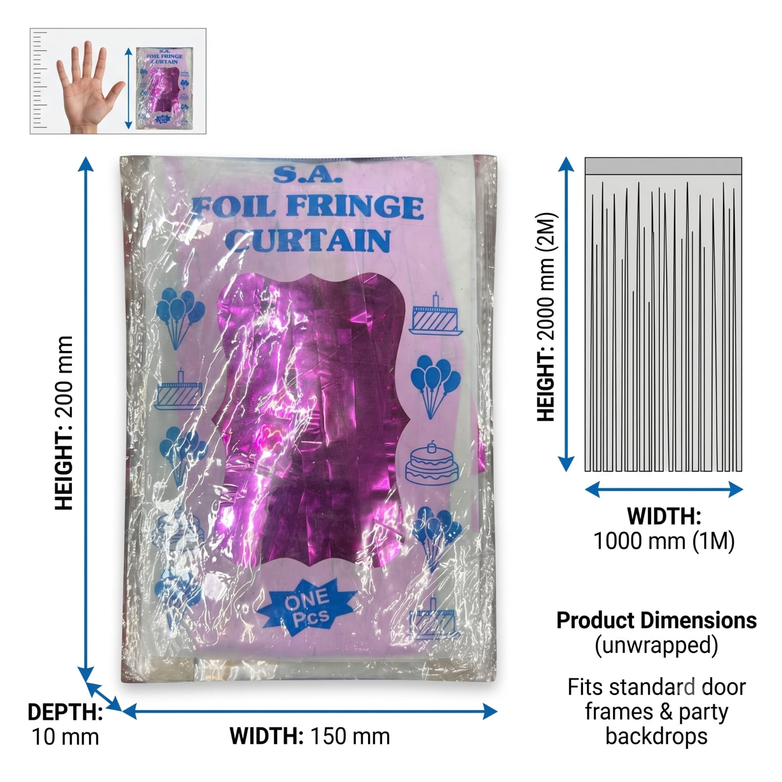 Pink Foil Fringe Curtain 1 Pc | Metallic Party Backdrop Decoration | Birthday & Celebration Decor