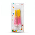 Pink & Yellow Birthday Candles Set of 6 | Gold Confetti Cake Candles with Holders | Party Cake Decoration