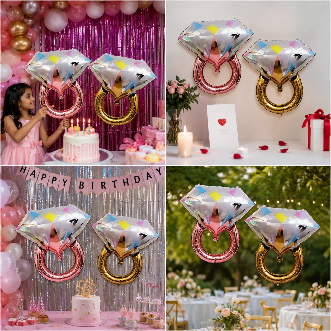 Gold Ring Foil Balloon 32 Inch | Diamond Ring Balloon Decoration | Wedding, Engagement & Proposal Party Decor