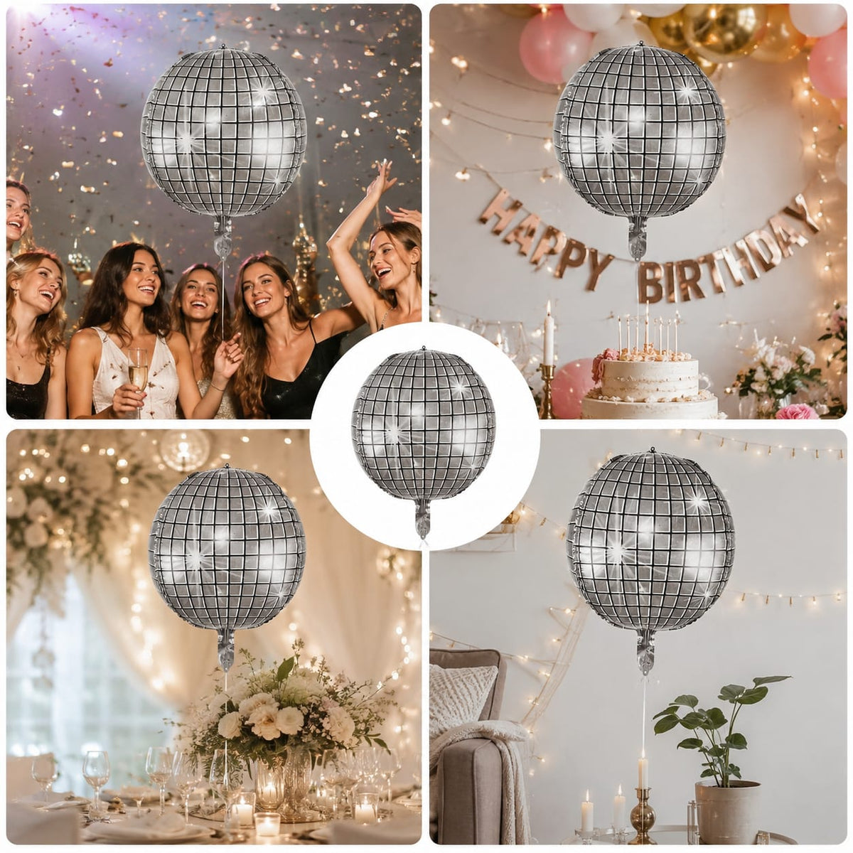 Silver Disco Ball Foil Balloon | 1 Pc Mirror Ball Balloon | Birthday, Party & Event Decoration