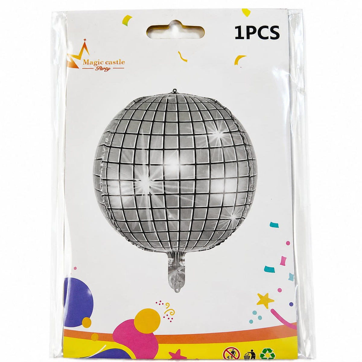 Silver Disco Ball Foil Balloon | 1 Pc Mirror Ball Balloon | Birthday, Party & Event Decoration