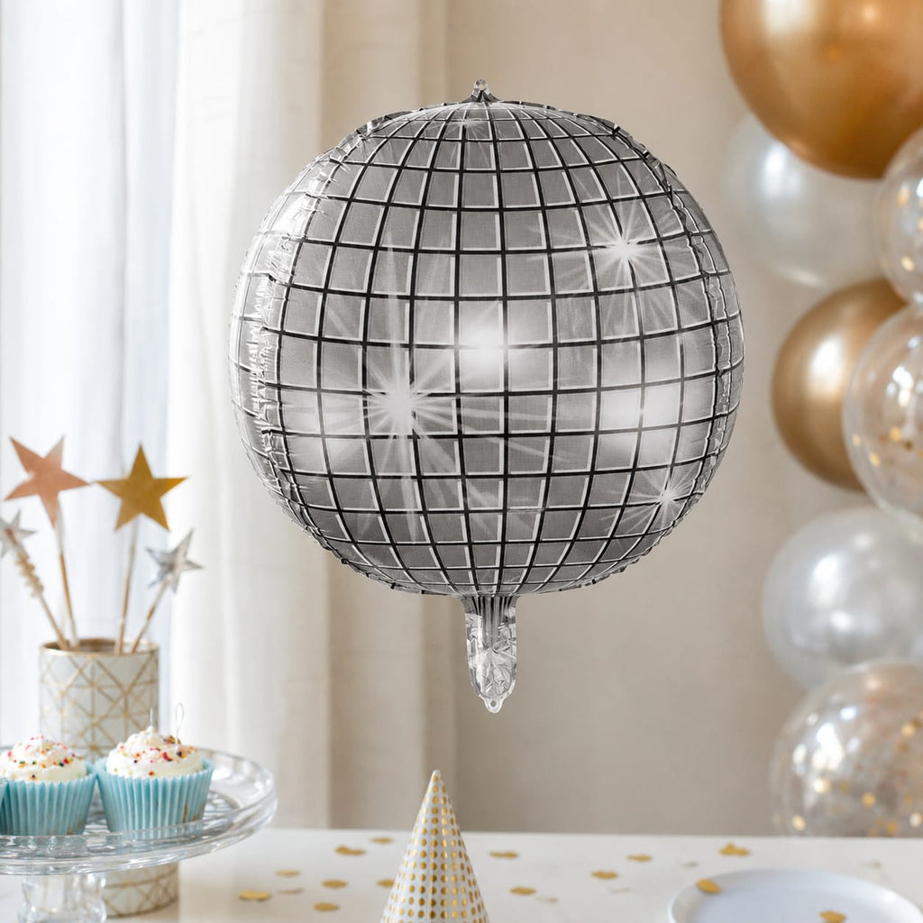 Silver Disco Ball Foil Balloon | 1 Pc Mirror Ball Balloon | Birthday, Party & Event Decoration