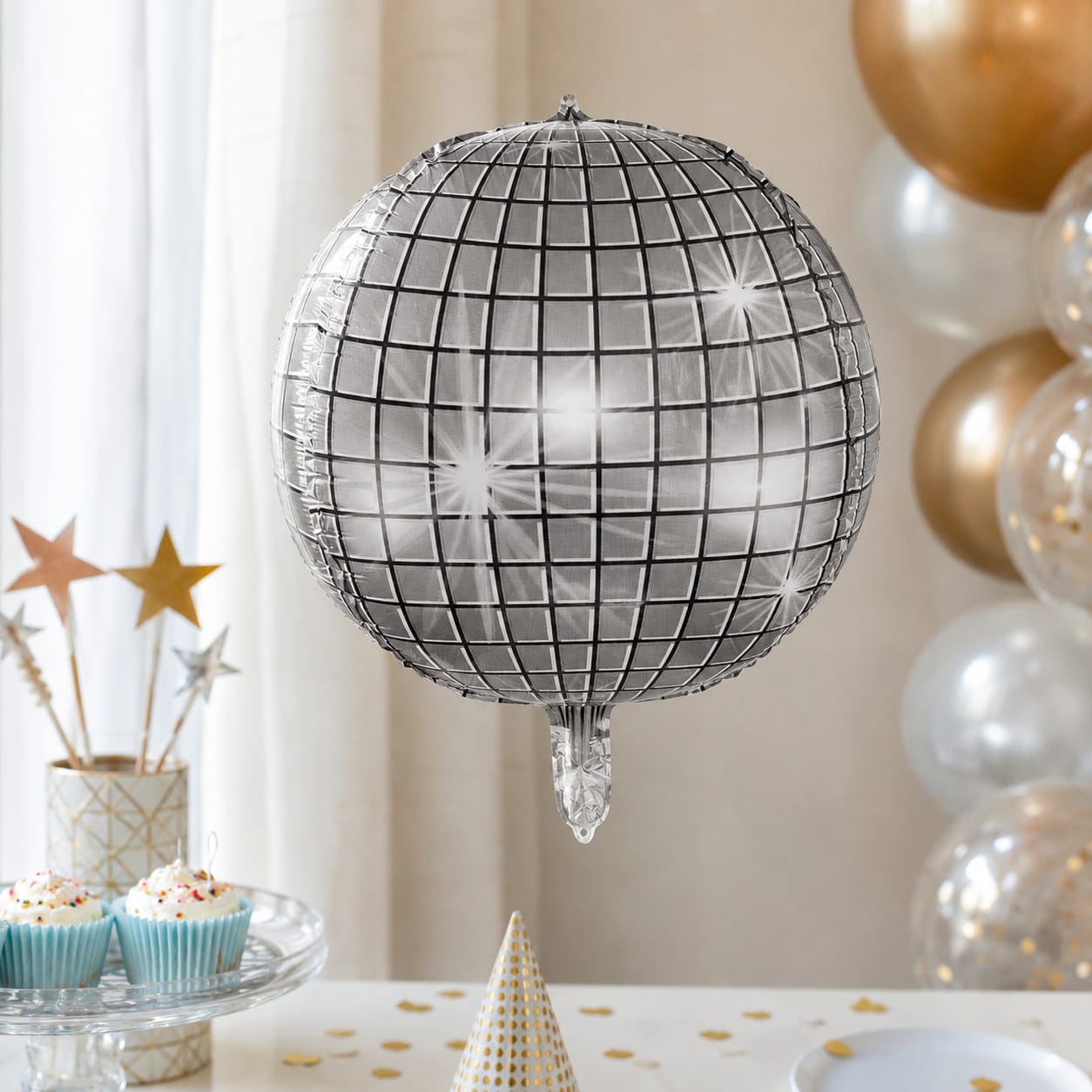 Silver Disco Ball Foil Balloon | 1 Pc Mirror Ball Balloon | Birthday, Party & Event Decoration