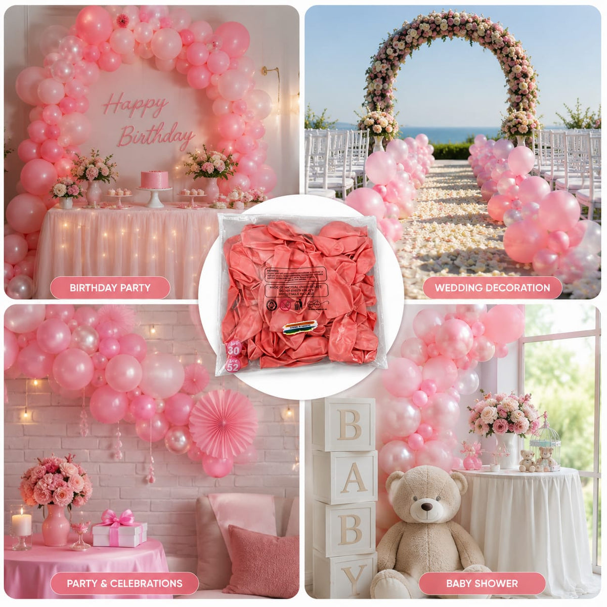 Pink Latex Balloons | Birthday & Party Decoration Balloons